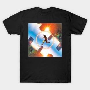 Jumping Over Cities - Digital Modern Art Piece T-Shirt